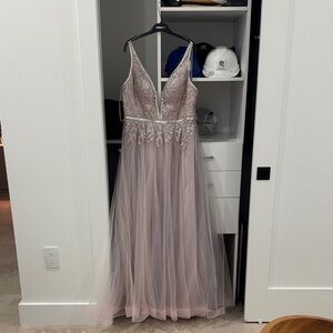 Cachet Blush Embellished Prom Dress